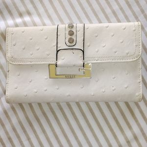 Guess White/Ivory Ostrich Leather Wallet